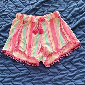 Jessica Simpson Pink and Green Striped Shorts